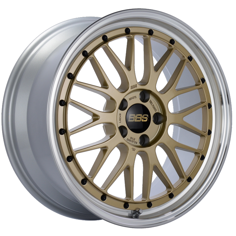 BBS LM249GPK LM 19x8.5 5x112 ET48 Gold Center Diamond Cut Lip Wheel -82mm PFS/Clip Required