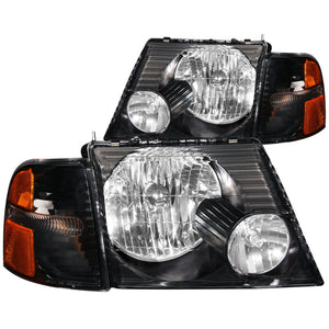 ANZO 111071 2002-2005 fits Ford Explorer Crystal Headlights Black w/ Corner Lights 2pc