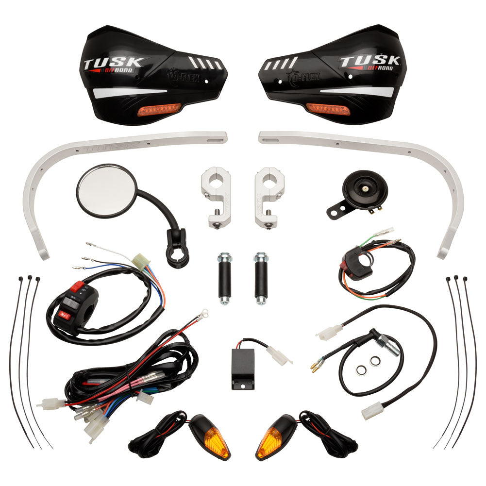 Tusk 1285750009 Enduro Lighting Kit Handguard Turn Signals Silver Handguards