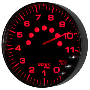 AutoMeter P239328 Autometer Spek-Pro Gauge Tachometer 5in 11K Rpm W/Shift Light & Peak Mem Black/Black