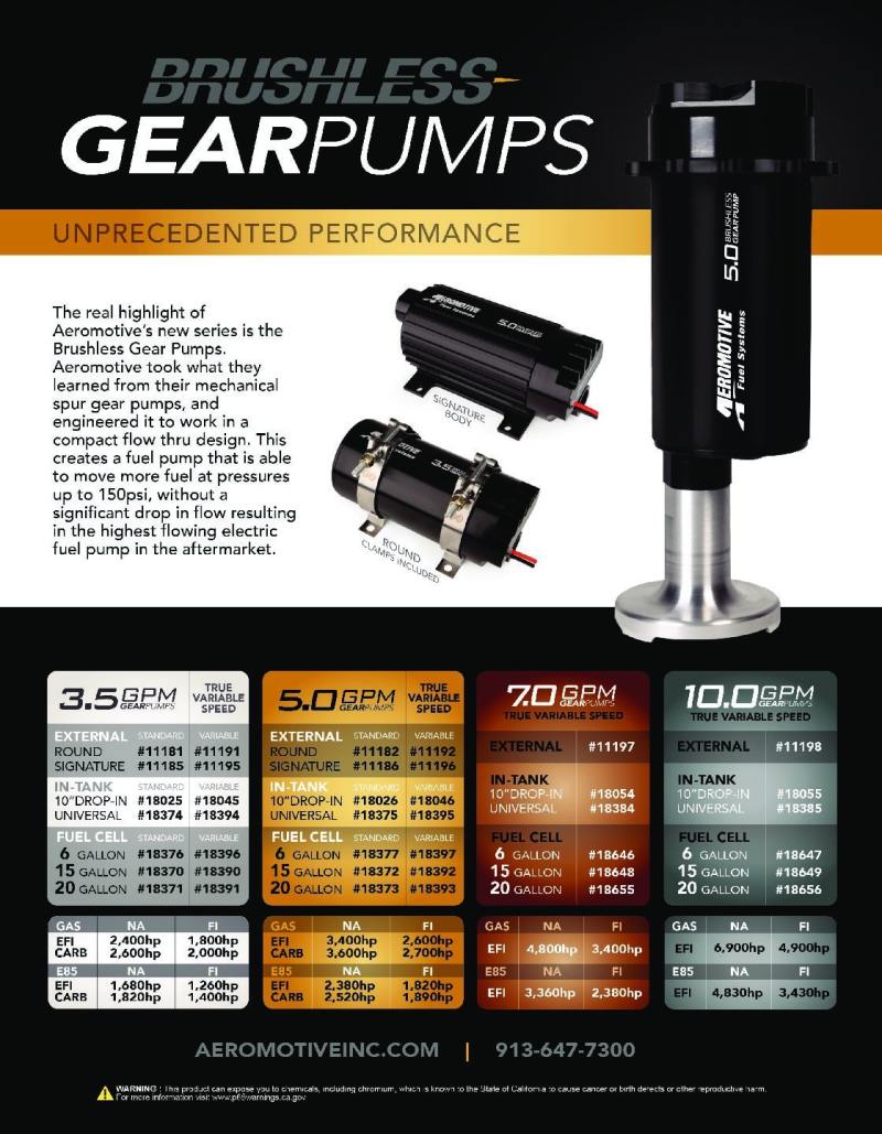 Aeromotive  11191 Variable Speed Controlled Fuel Pump - Round - In-line - Brushl