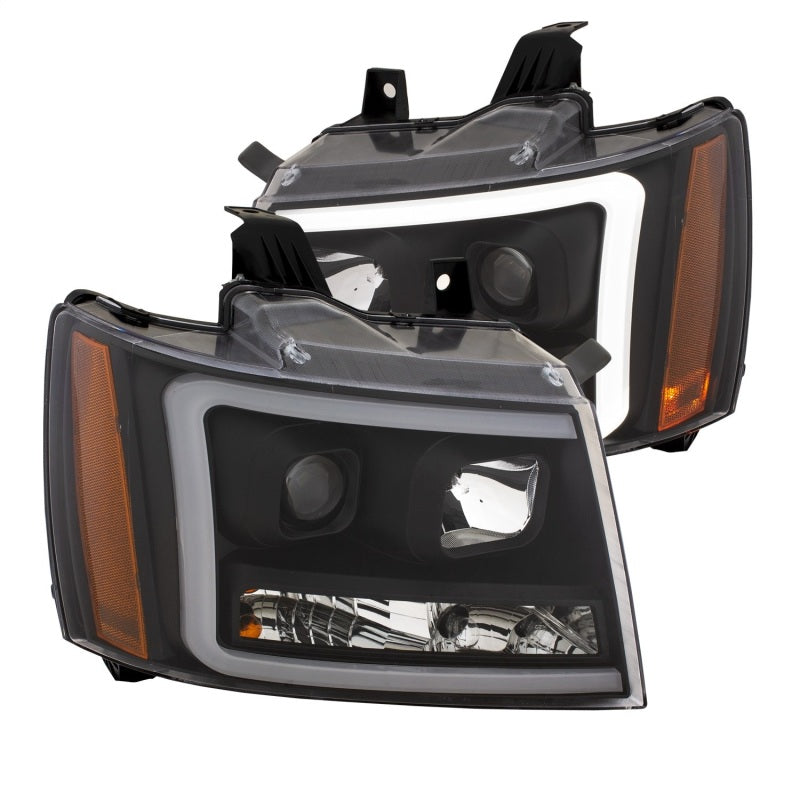 ANZO 111402 fits Chevy 07-14 Tahoe Projector Headlights w/ Plank Style Design Black w/ Amber