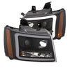 ANZO 111402 fits Chevy 07-14 Tahoe Projector Headlights w/ Plank Style Design Black w/ Amber