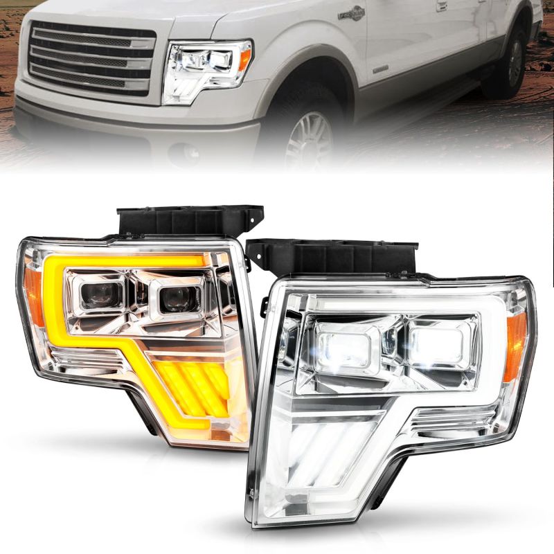 ANZO 111607 fits Ford 09-14 F-150 Full LED Proj Headlights w/Initiation Feature - Chrome