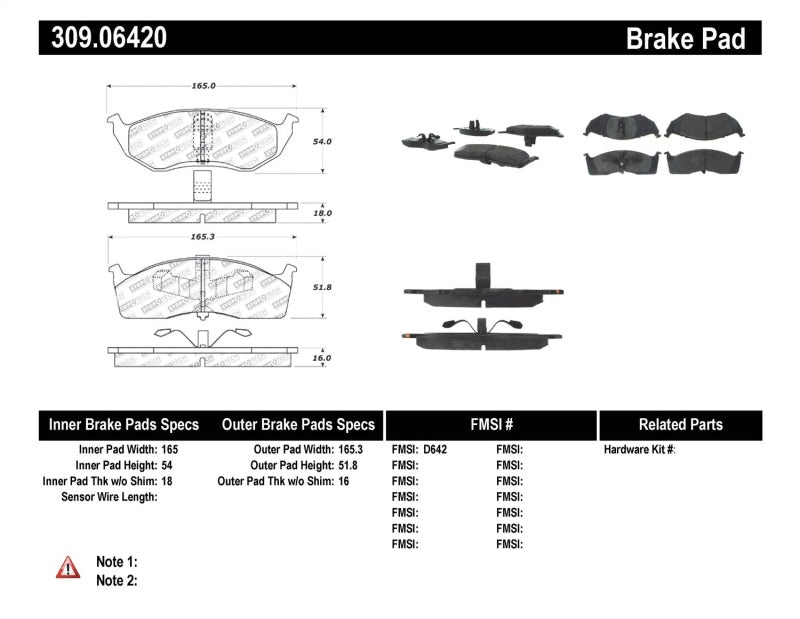 Stoptech 309.0642 Performance Brake Pads