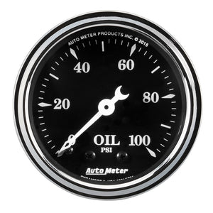 AutoMeter 1721 Auto Meter Gauge Oil Press 2 1/16in 100psi Mech Old Tyme Black