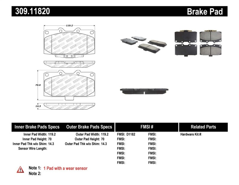 Stoptech 309.1182 Performance fits Subaru Impreza WRX/WRX STi Front Brake Pads