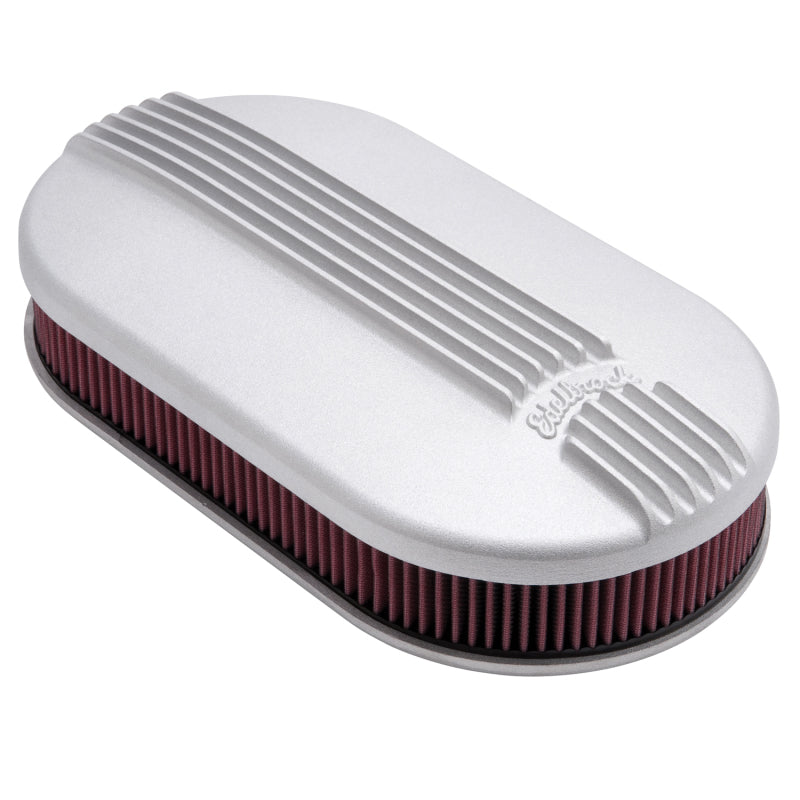 Edelbrock 41199 Air Cleaner Classic Series Oval Aluminum 17 5In X 9 35In X 4 45In Dual Carburetor