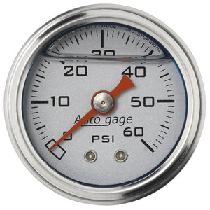 AutoMeter 2179 Autometer AutoGage 1.5in Liquid Filled Mechanical 0-60 PSI Fuel Pressure Gauge - Silver