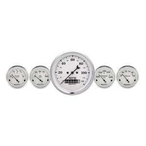 AutoMeter 1640 AutoMeter Gauge Kit 5 Pc. 3-3/8in. & 2-1/16in. Elec. Speedometer Old Tyme White