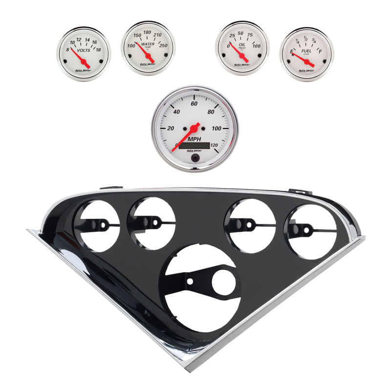 AutoMeter 2207-03 Autometer Arctic White Direct Fit Dash Kit 55-56 fits Chevrolet (1 x 3-3/8in. / 4 x 2-1/16in.)