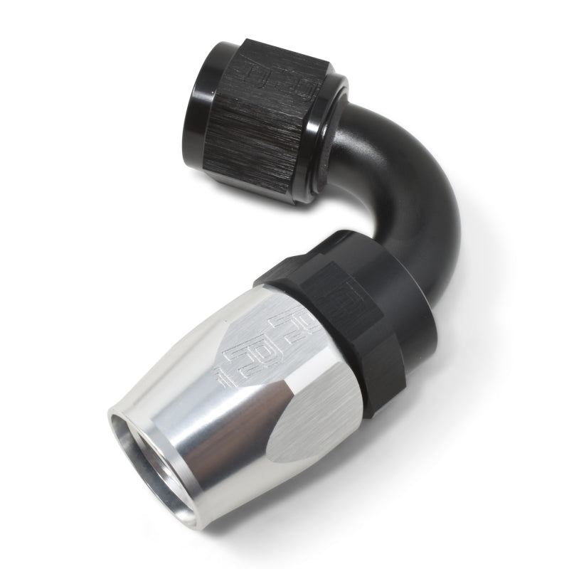 Russell 613413 Performance -8 AN Black/Silver 120 Degree Tight Radius Full Flow Swivel Hose End