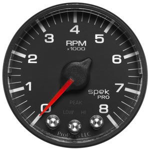 AutoMeter P334328 Autometer Spek-Pro Black 2 1/16 inch 8K RPM Tach w/ Shift Light and Peak Memory