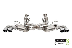 CORSA Performance 21100 Corsa 2020-25 fits Corvette C8 3in Valved Cat-Back 4.5in Pol Quad Tips - Factory Perf Exhaust w/ AFM