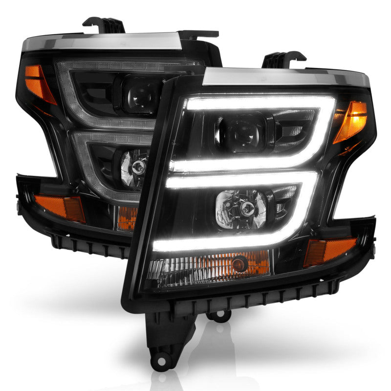 ANZO 111492 2020 fits Chevy 15-20 Tahoe Projector Headlights Plank Style Black w/DRL