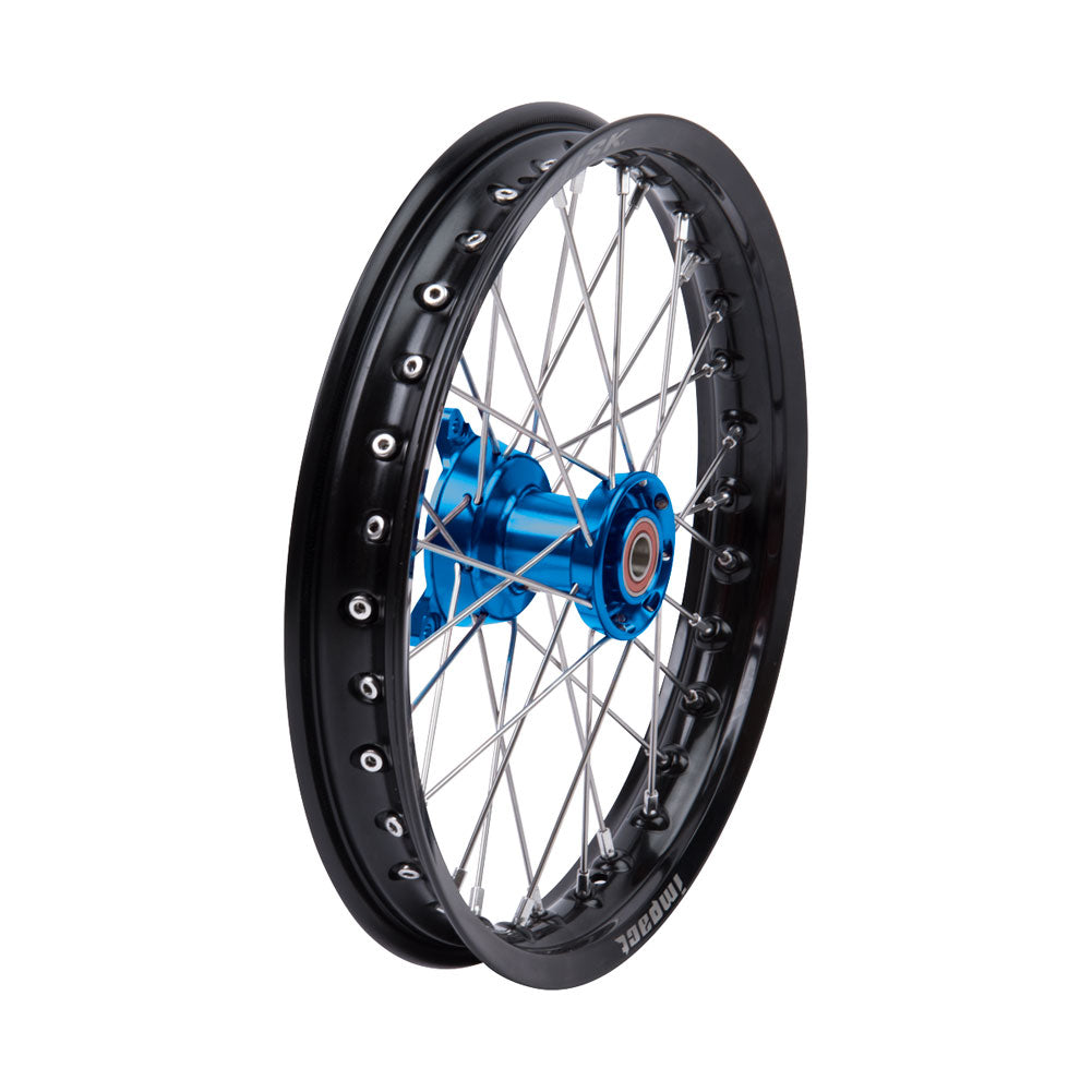 Tusk 1418490080 Impact Complete Wheel - Rear 14x1.60 Blk Rim/Silv Spoke/Blue Hub