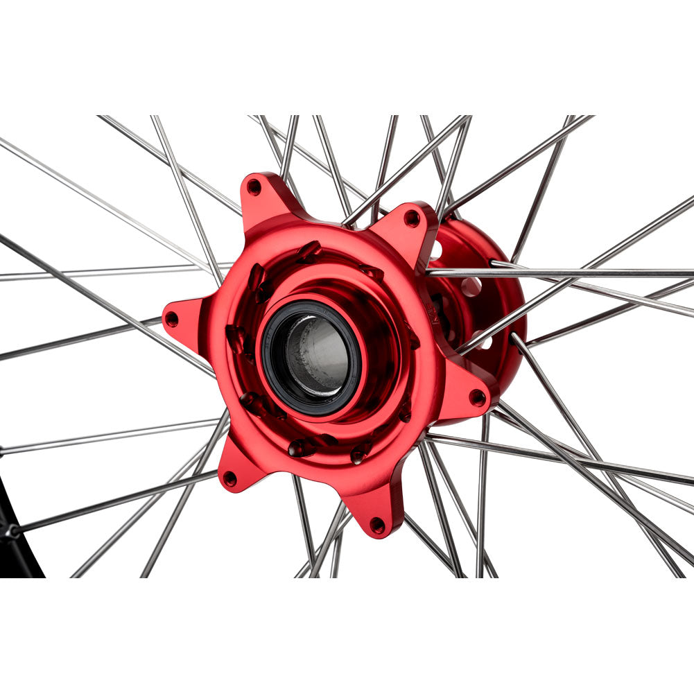 Tusk 1418490315 Impact Complete Wheel - Front 21x1.60 Blk Rim/Silv Spoke/Red Hub