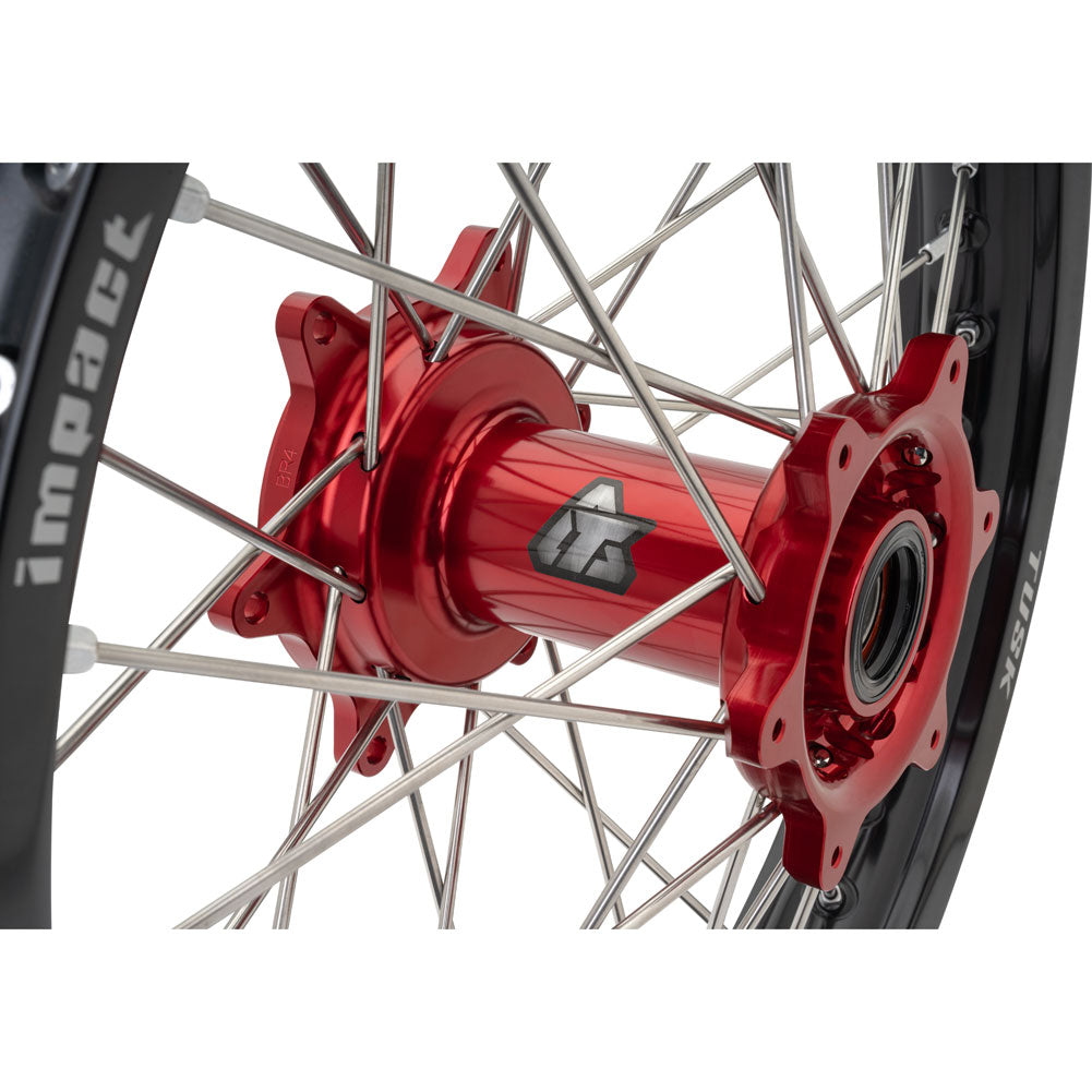 Tusk 1418500259 Impact Complete Wheel - Rear 18x2.15 Blk Rim/Silv Spoke/Red Hub