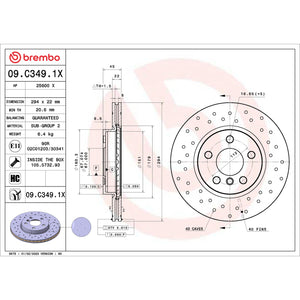Brembo OE 09.C349.1X 01 17 fits BMW 1 Series (F52) Front Premium Xtra Cross Dril