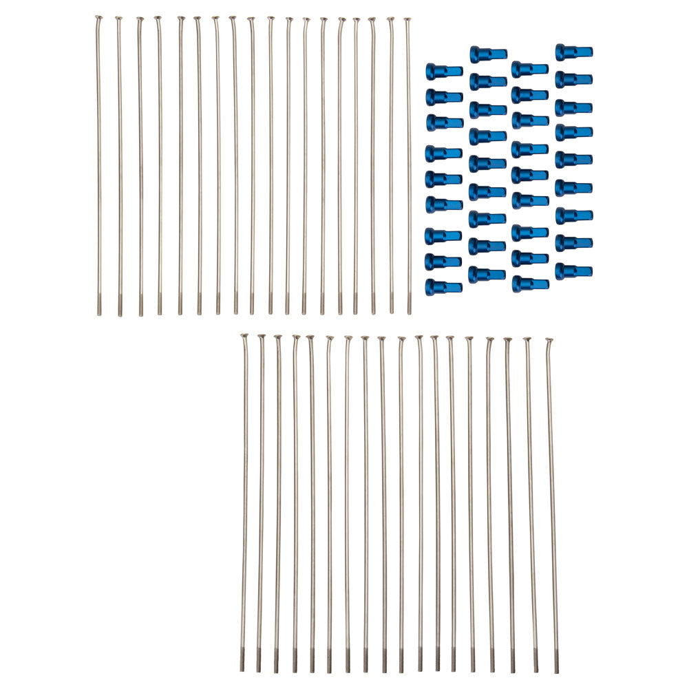 Tusk 1420280042 Motorcycle Spoke Kit - Front 21" Silver Spoke/Blue Nipple