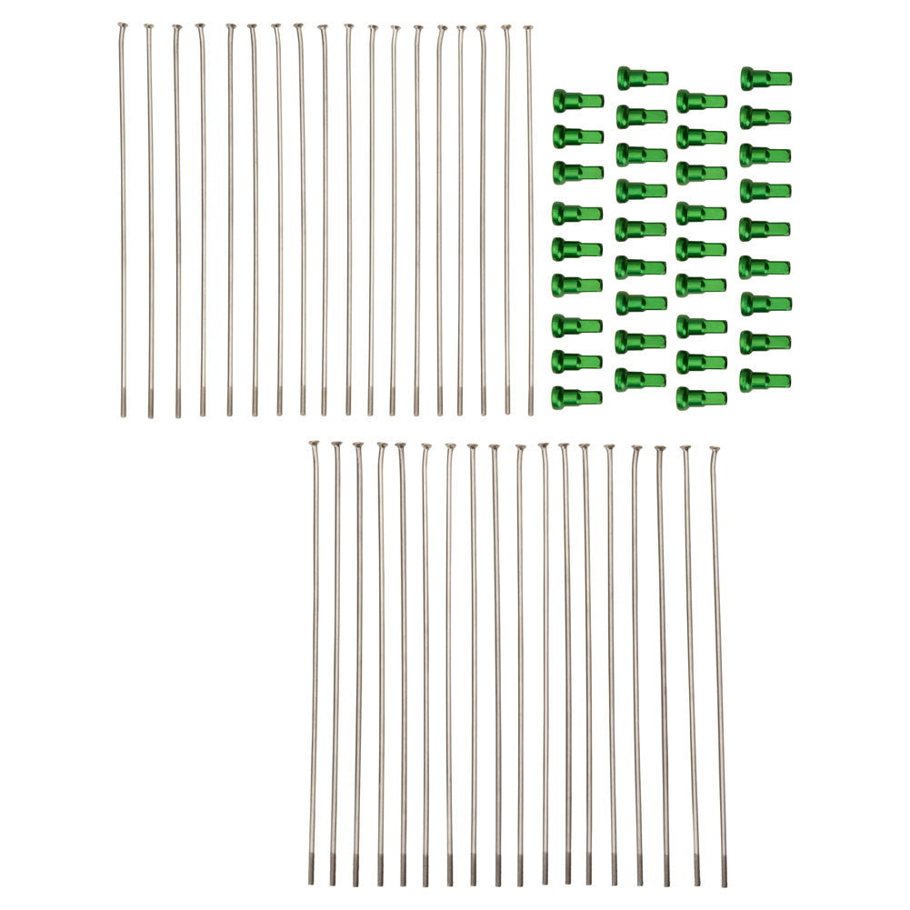 Tusk 1420280043 Motorcycle Spoke Kit - Front 21" Silver Spoke/Green Nipple