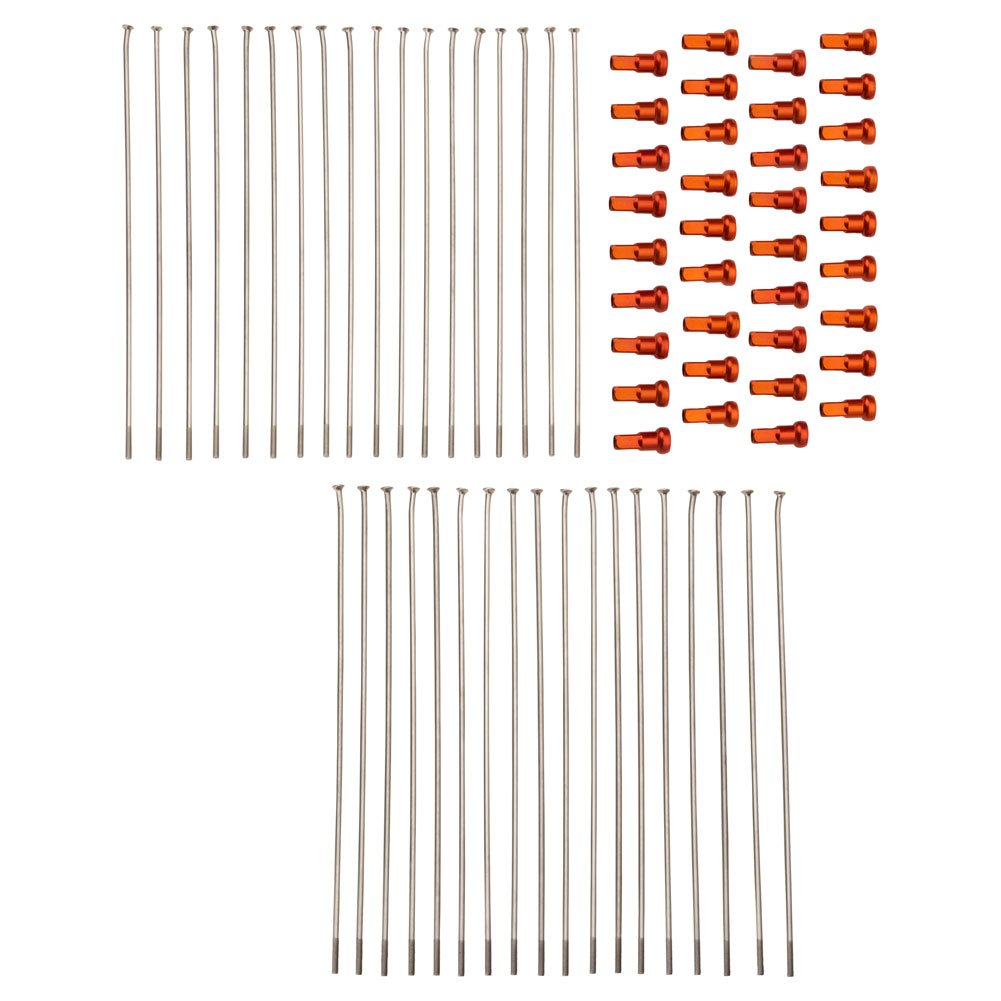 Tusk 1420280045 Motorcycle Spoke Kit - Front 21" Silver Spoke/Orange Nipple