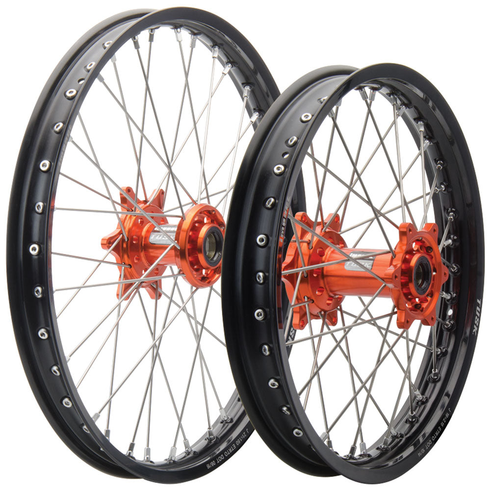 Tusk 1447520096 Impact Complete Front Rear Wheel 1.60x12 1.60x10 Black Rim
