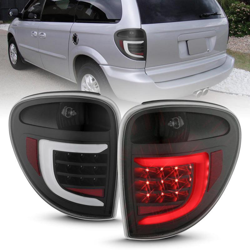 ANZO 311365 2007 fits Dodge 04-20 Grand Caravan LED Tail Lights w/ Light Bar Black Housing Clear Lens