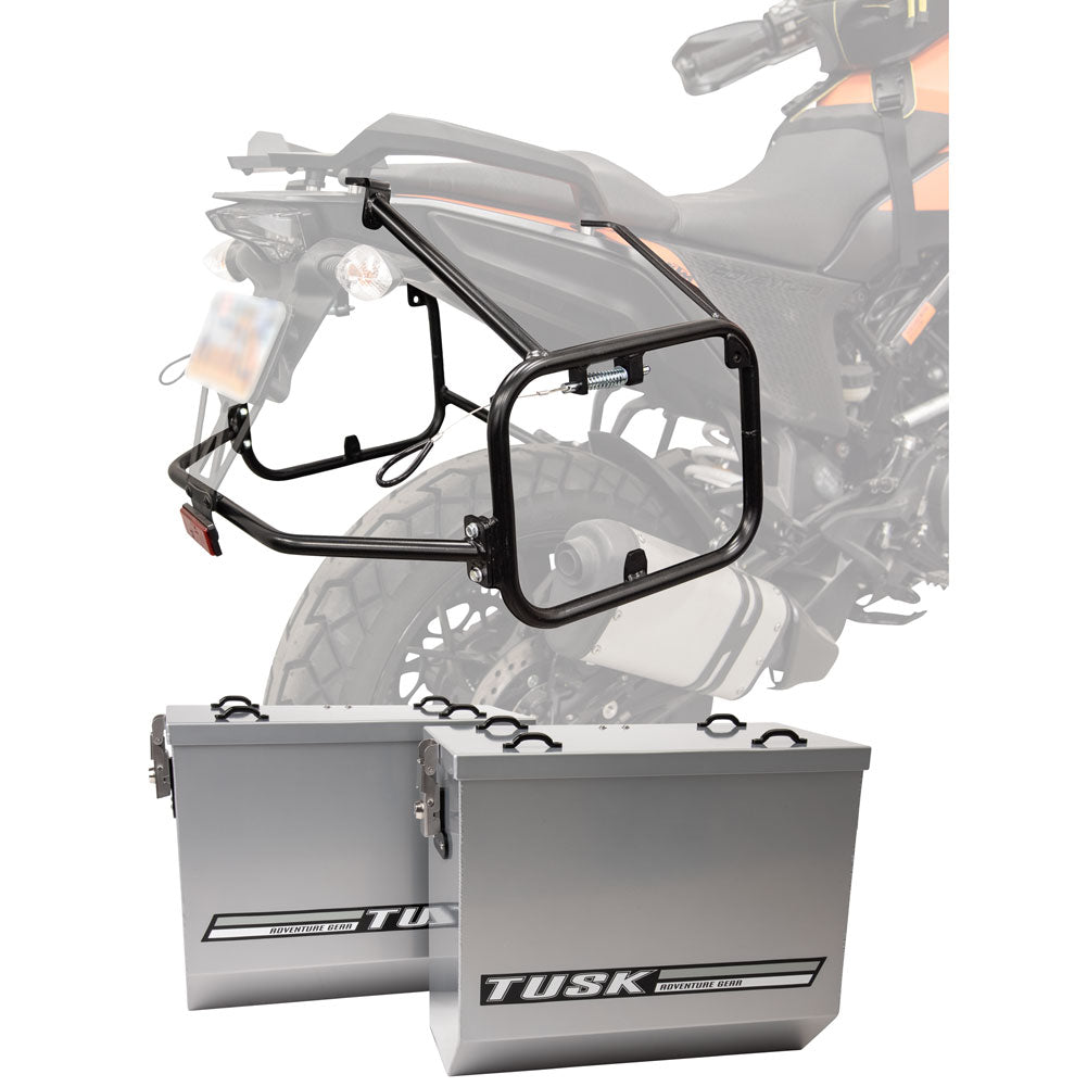 Tusk 1467340164 Aluminum Panniers with Pannier Racks V2 Large Silver