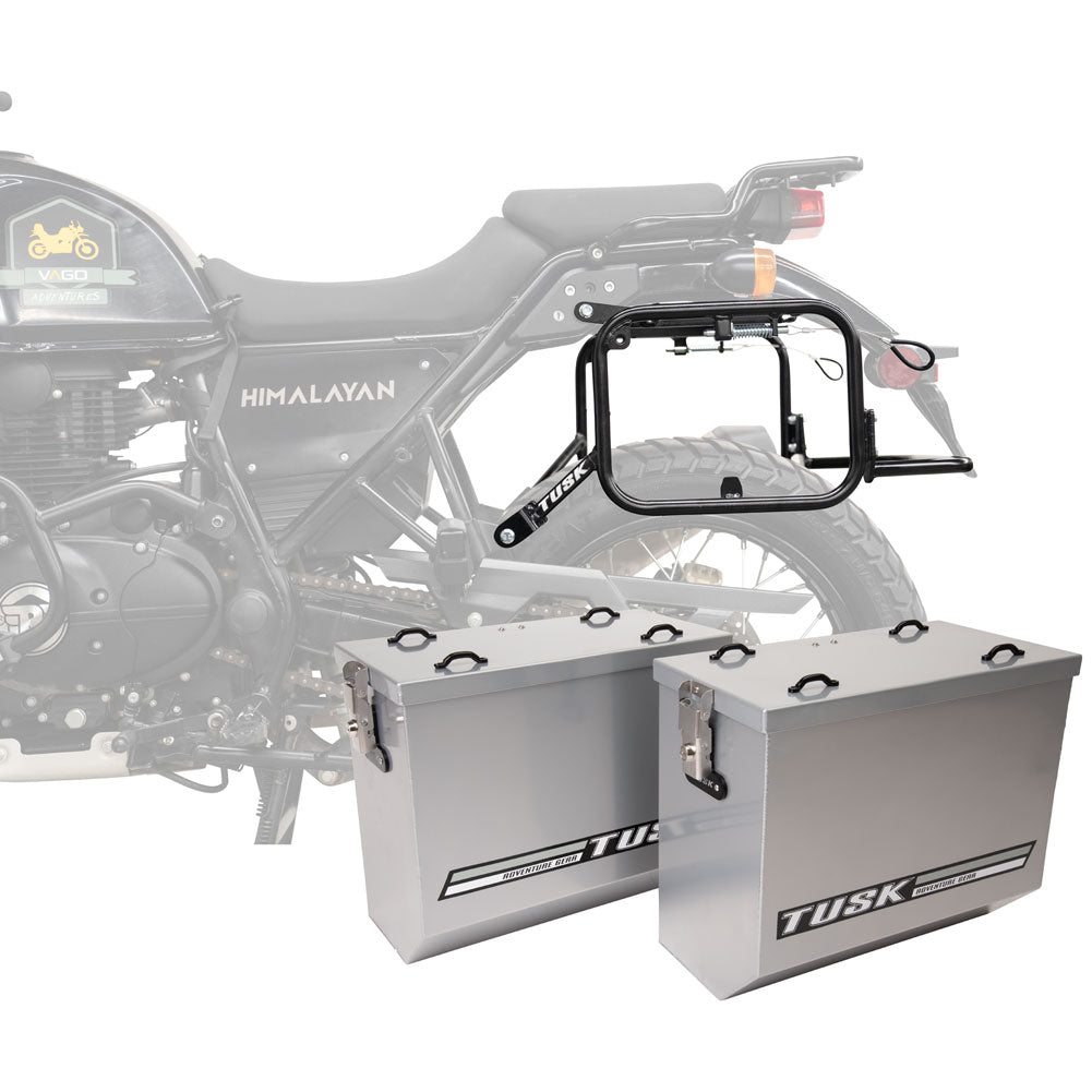 Tusk 1467340188 Aluminum Panniers with Pannier Racks V2 Medium Silver