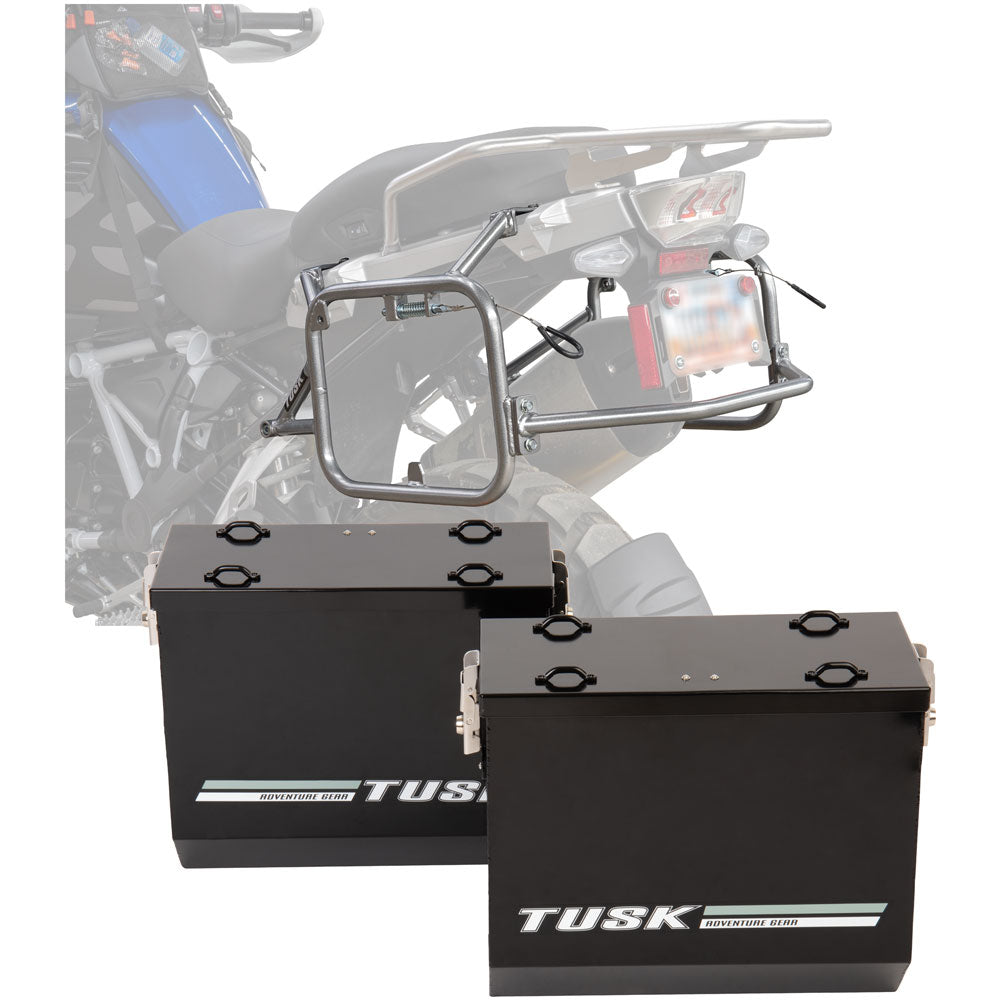 Tusk 1467340222 Aluminum Panniers w/Pannier Racks V2 Large Black/Silver