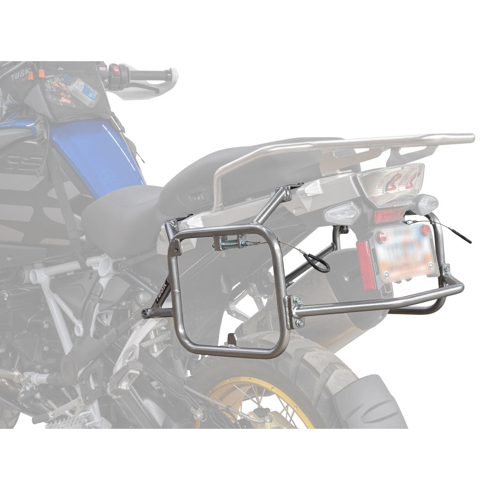 Tusk 1467340223 Aluminum Panniers V2 Large Silver w/ Silver Pannier Racks