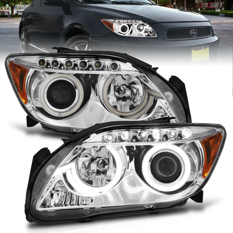 ANZO 121120 2010 fits Scion 05-20 Tc Projector Headlights w/ Halo Chrome (CCFL)