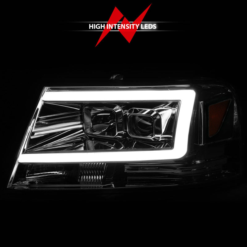 ANZO 111542 2008 fits Ford 04-20 F-150 Projector Headlights w/ Light Bar Chrome Housing