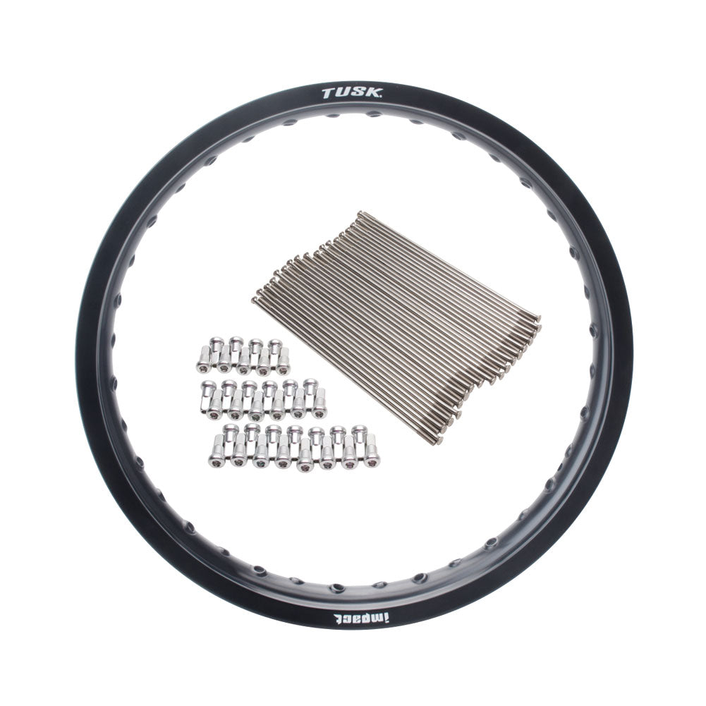 Tusk 1487490026 Impact Rear Rim and Spoke Kit 36 Spoke Hole, 18 x 2.15 Black