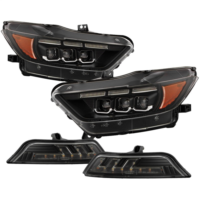 Spyder 5089335 15-17 fits Ford Mustang LED Headlights - Black (PRO-YD-FM15AP-GR