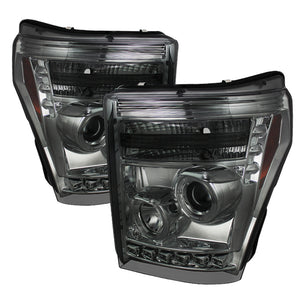 Spyder 5070289 fits Ford 11-15 Super Duty Projector Headlights LED Halo DRL Smk