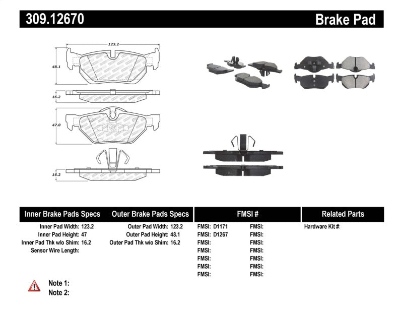 Stoptech 309.1267 Performance Brake Pads