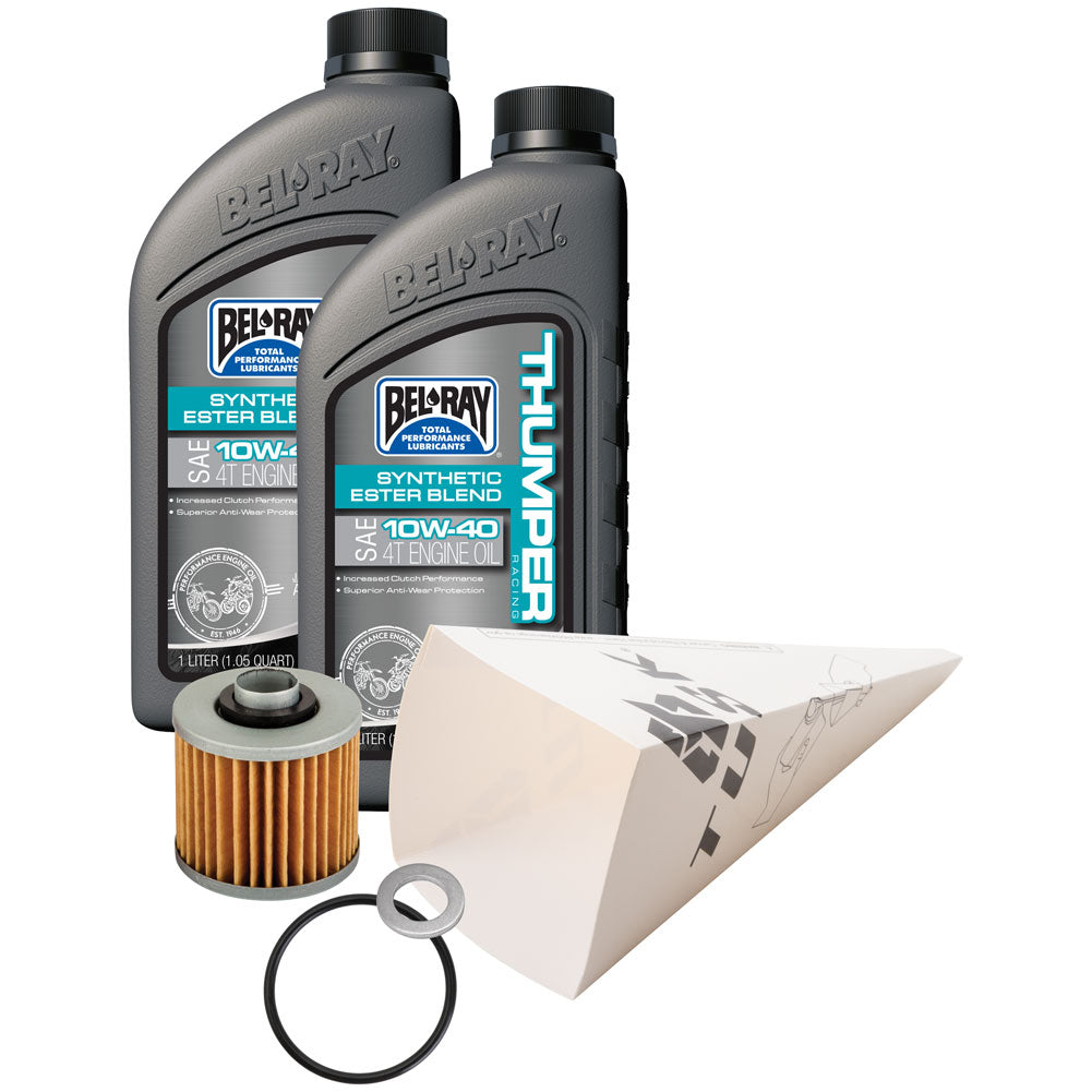 Tusk 1529860488 4-Stroke Oil Change Kit  Bel-Ray Thumper Synthetic Blend 10W-40