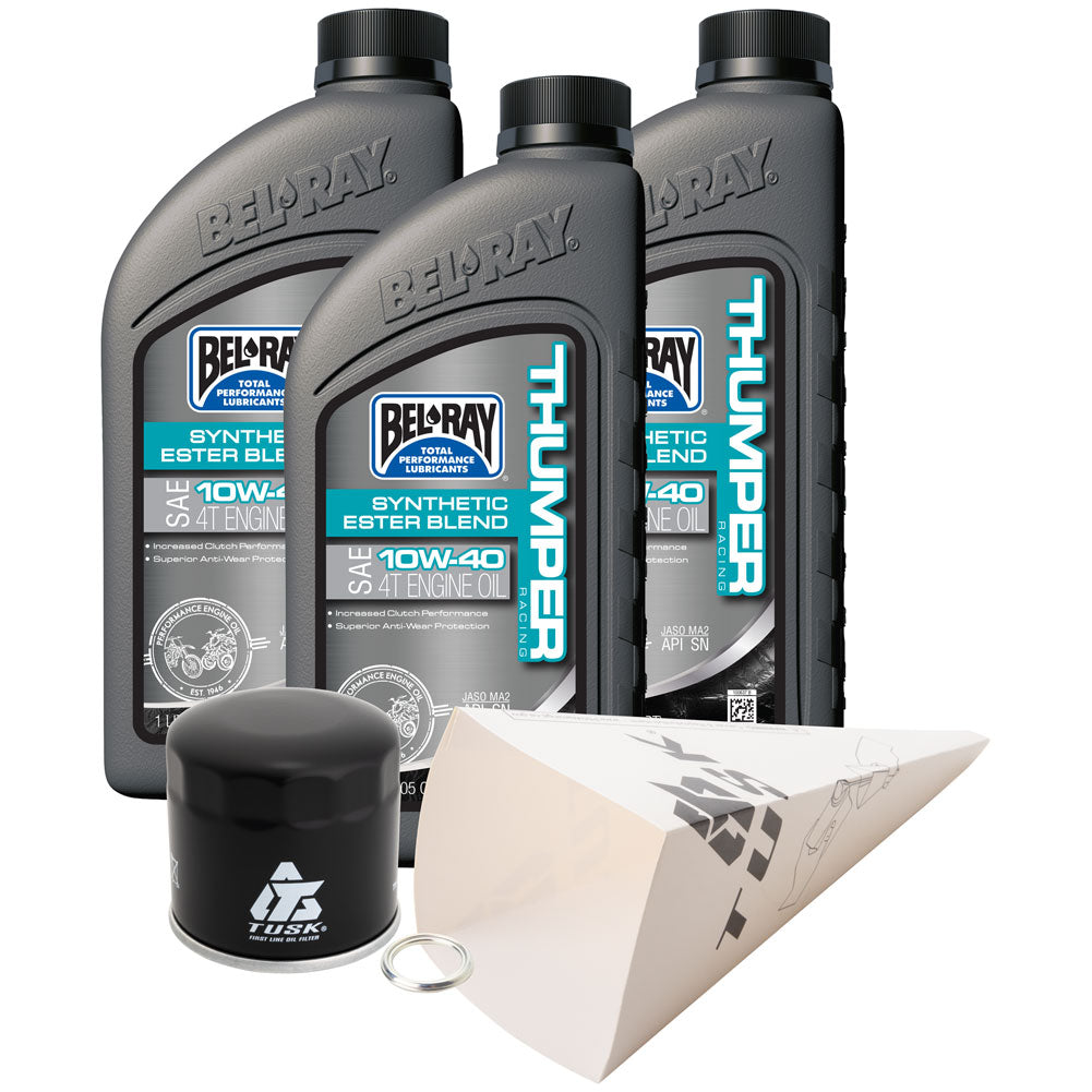 Tusk 1529860646 4-Stroke Oil Change Kit  Bel-Ray Thumper Synthetic Blend 10W-40