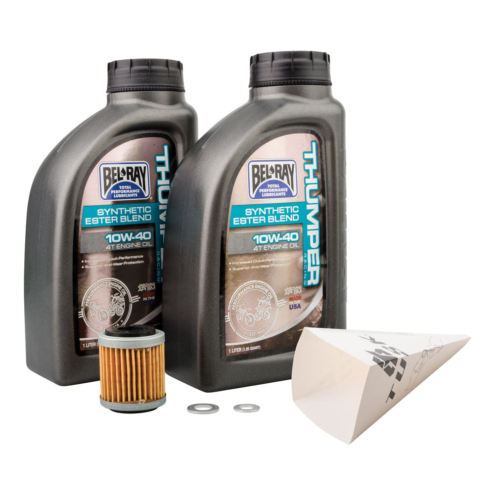Tusk 1529860649 4-Stroke Oil Change Kit  Bel-Ray Thumper Synthetic Blend 10W-40