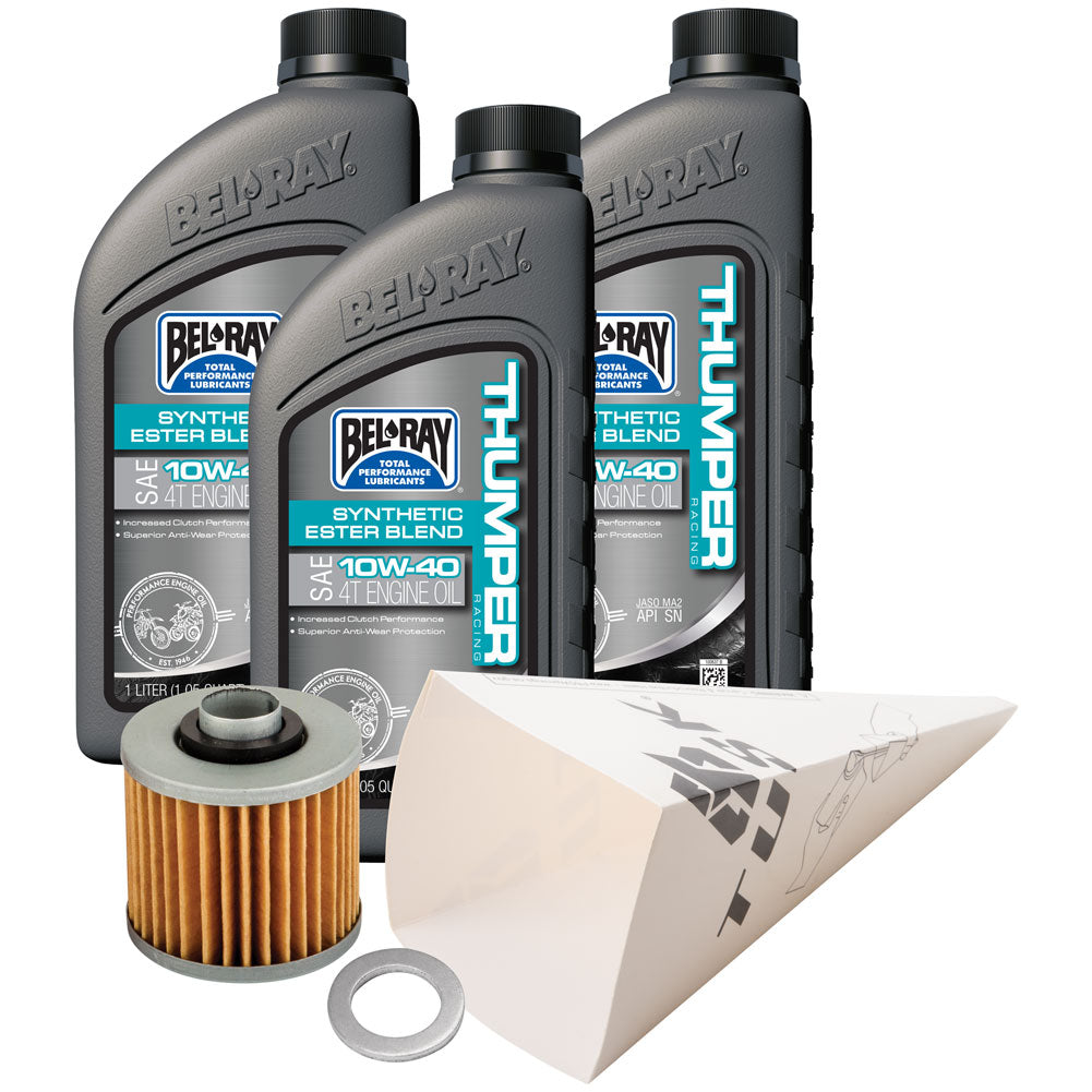 Tusk 1529860858 4-Stroke Oil Change Kit  Bel-Ray Thumper Synthetic Blend 10W-40