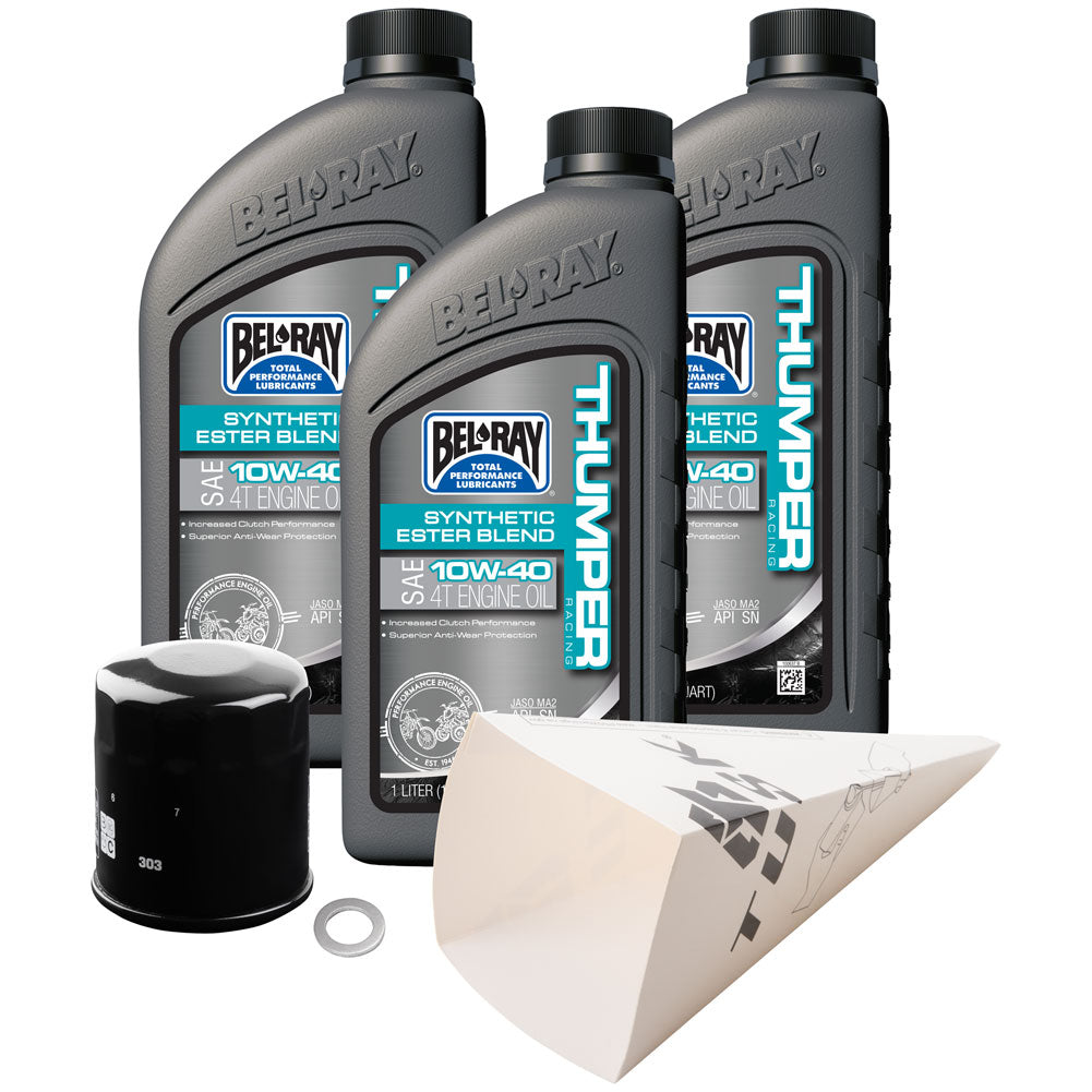 Tusk 1529860862 4-Stroke Oil Change Kit  Bel-Ray Thumper Synthetic Blend 10W-40