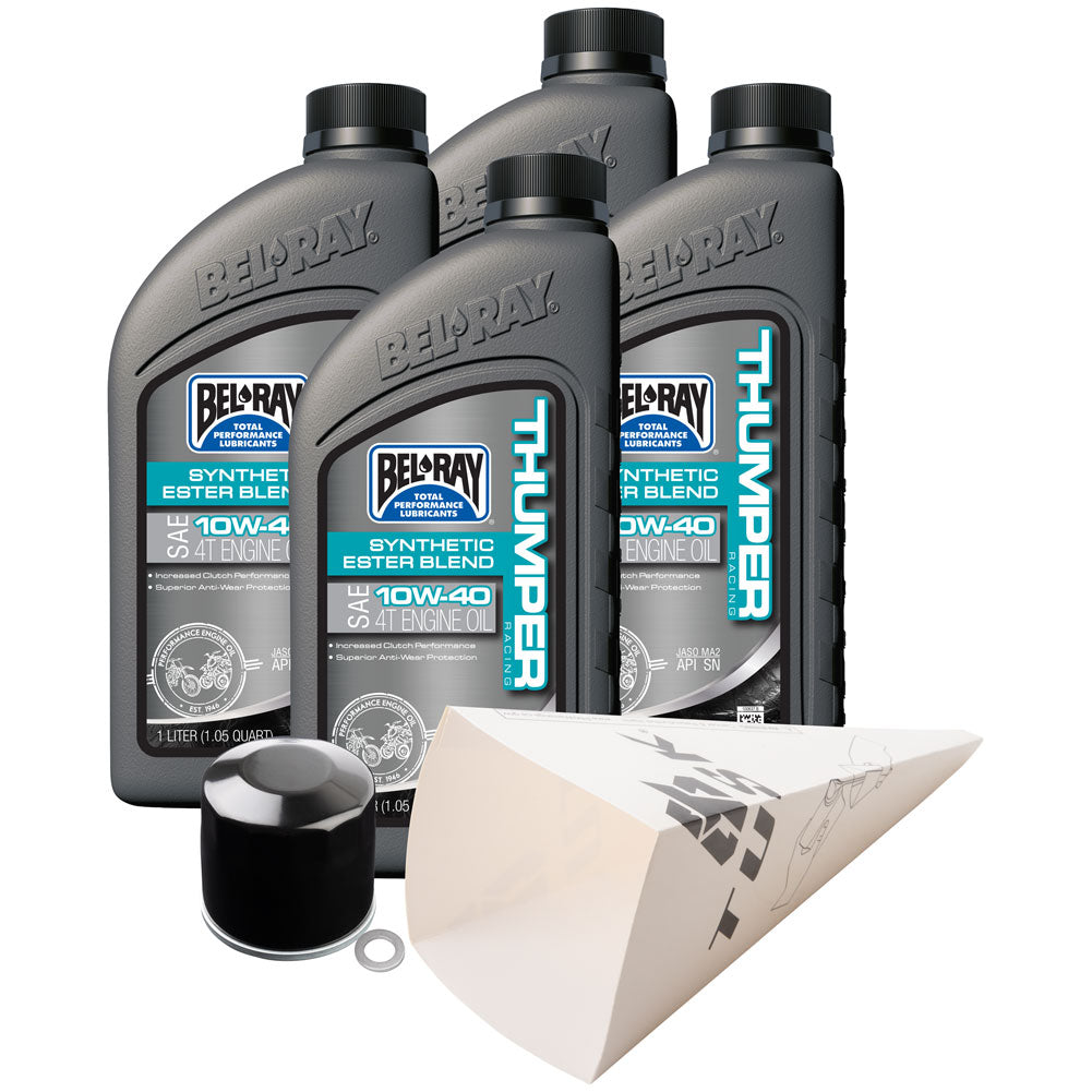 Tusk 1529861120 4-Stroke Oil Change Kit  Bel-Ray Thumper Synthetic Blend 10W-40
