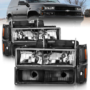 ANZO 111505 88-98 fits Chevrolet C1500 Crystal Headlights Black
