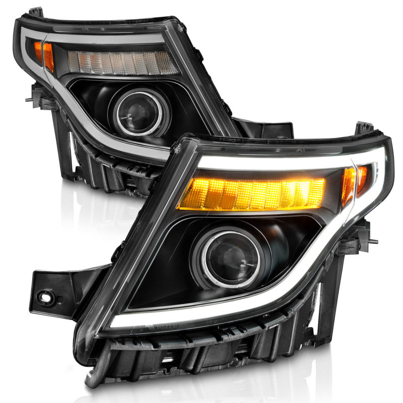 ANZO 111575 fits Ford 11-15 Explorer (w/Factory Halogen HL Only) Projector Headlights w/Light Bar Black Housing