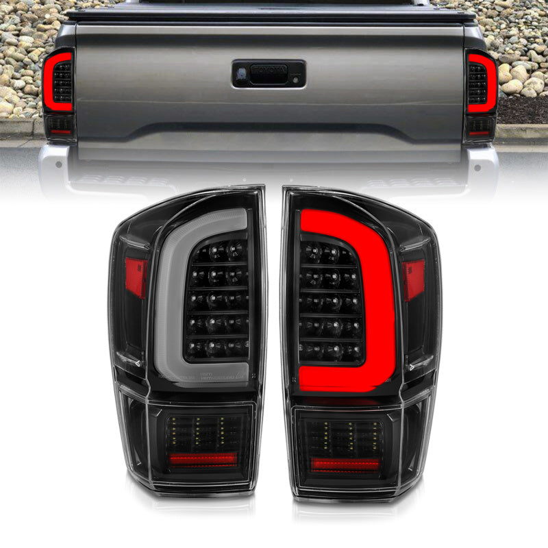 ANZO 311400 fits Toyota 16-21 Tacoma LED Tail Lights - w/ Light Bar Sequential Black Housing & Clear Lens