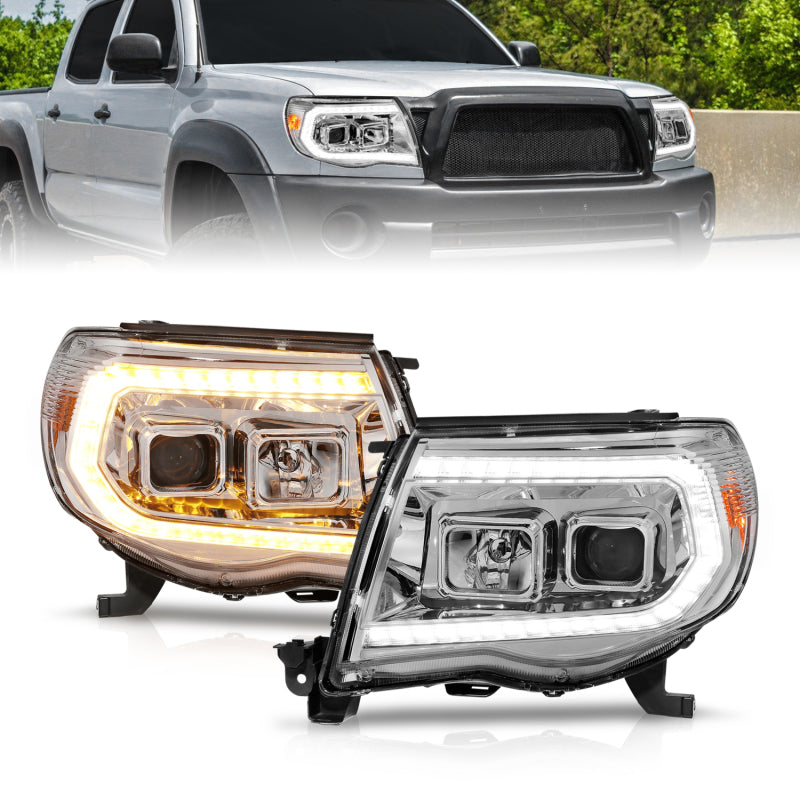 ANZO 111565 fits Toyota 05-11 Tacoma Projector Headlights w/Light Bar Switchback Chrome Housing