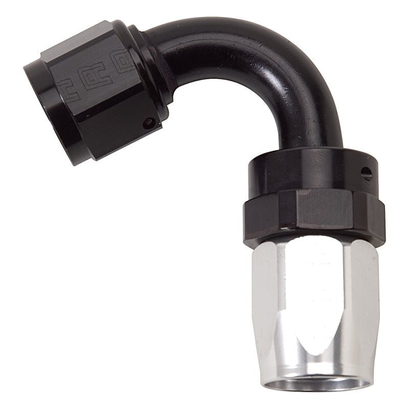 Russell 613413 Performance -8 AN Black/Silver 120 Degree Tight Radius Full Flow Swivel Hose End