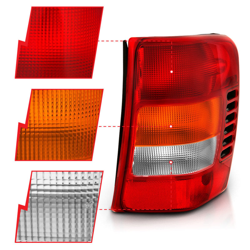 ANZO 311308 1904 fits Jeep 99-20 Grand Cherokee Taillight Red/Clear Lens (OE Replacement)